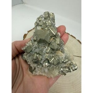 Natural Pyrite and Quartz‎ Crystal Cluster Specimen